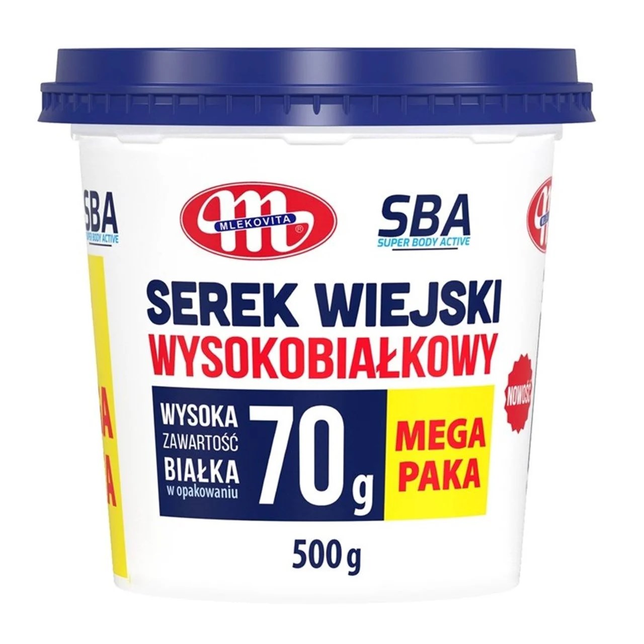 Serek wiejski wysokobiałkowy Mlekovita Super Body Active 500 g, 70 g białka w opakowaniu